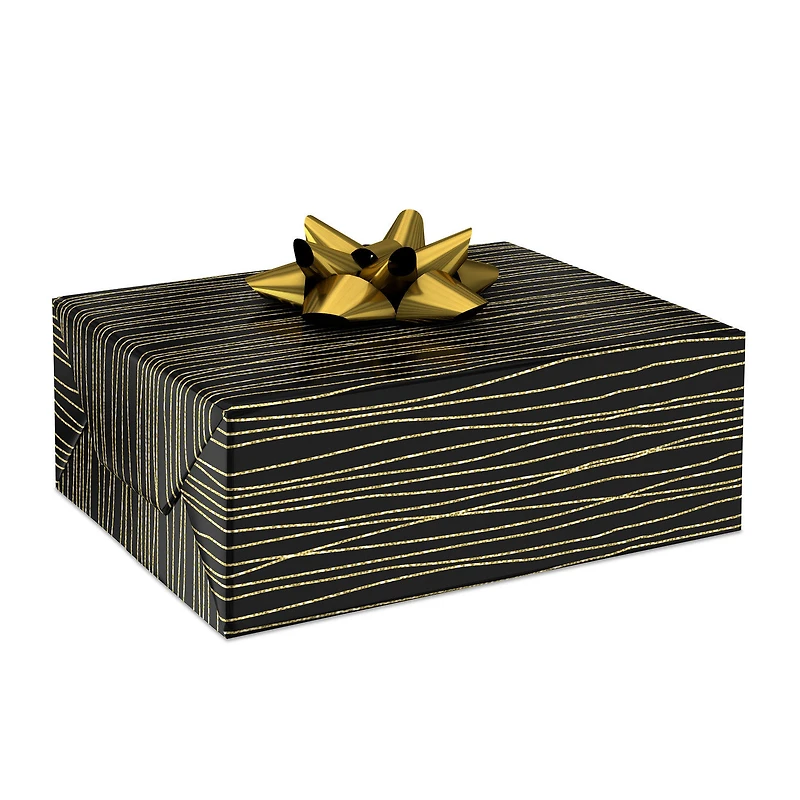 Gold Stripes on Black Wrapping Paper, 17.5 sq. ft. for only USD 4.99 | Hallmark