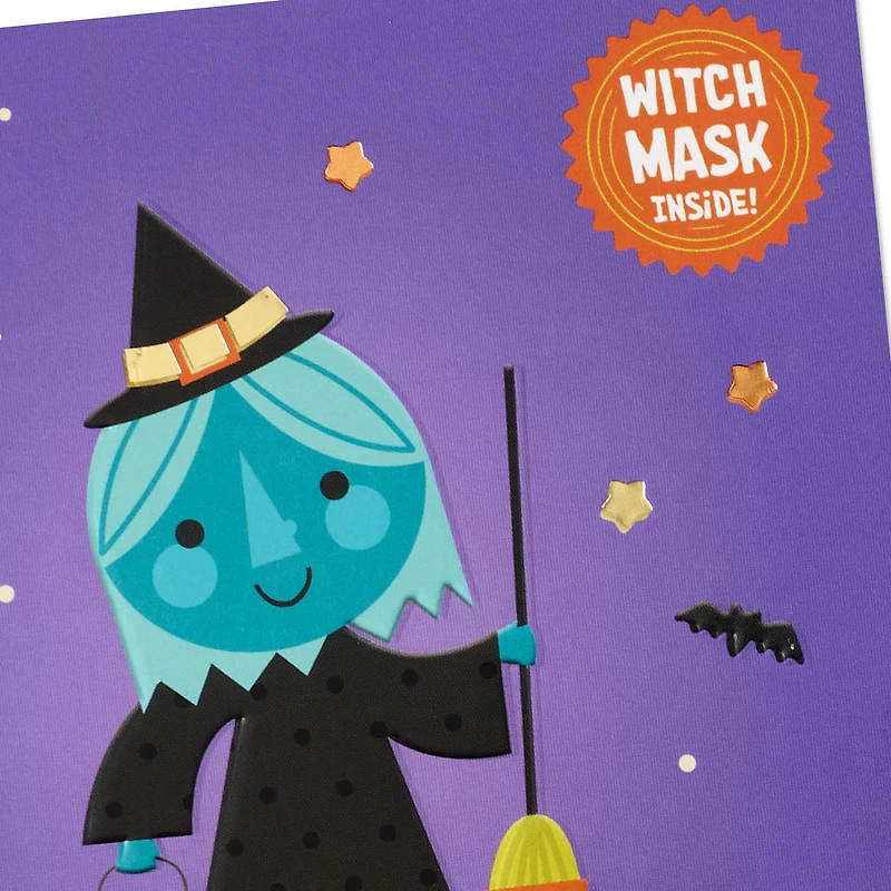 One Cool Little Witch Detachable Mask Halloween Card for Kids for only USD 4.59 | Hallmark