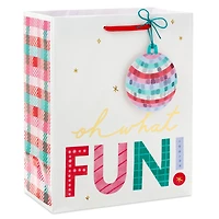 9.6" Disco Ball Ornament on White Medium Christmas Gift Bag for only USD 3.49 | Hallmark