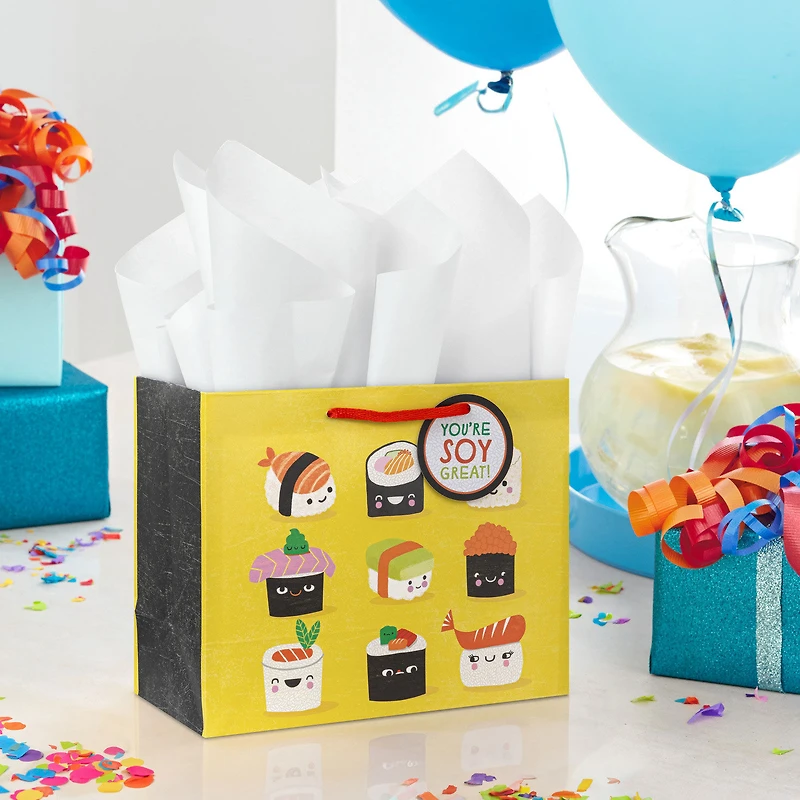 7.7" Sushi Smiles on Yellow Medium Horizontal Gift Bag for only USD 3.49 | Hallmark