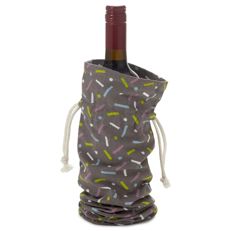 14" Confetti on Black Fabric Wine Gift Bag for only USD 6.99 | Hallmark