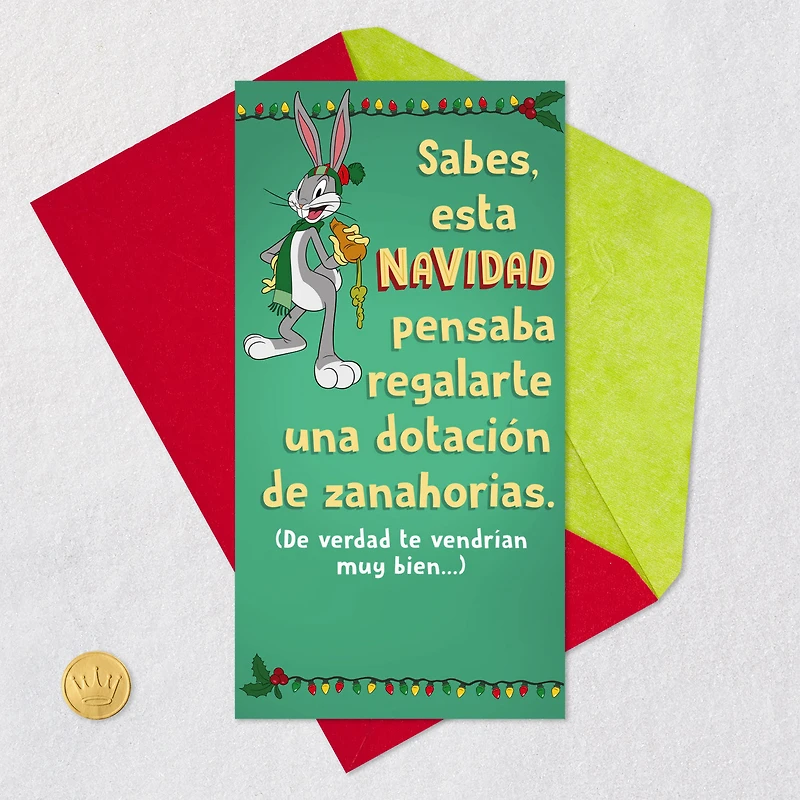 Looney Tunes™ Bugs Bunny Thought About Giving You Carrots Funny Spanish-Language Money Holder Christmas Card for only USD 2.99 | Hallmark