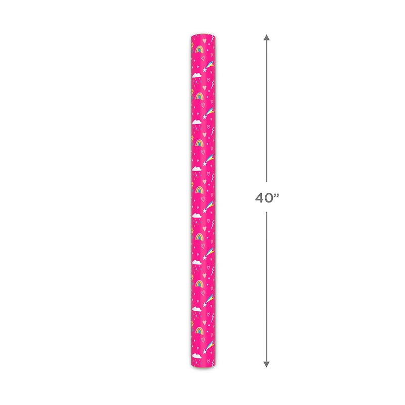 Rainbows and Flowers on Pink Jumbo Wrapping Paper, 90 sq. ft. for only USD 9.99 | Hallmark