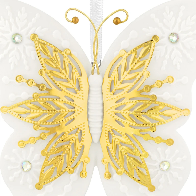10th Anniversary Brilliant Butterflies Porcelain and Metal Ornament for only USD 29.99 | Hallmark