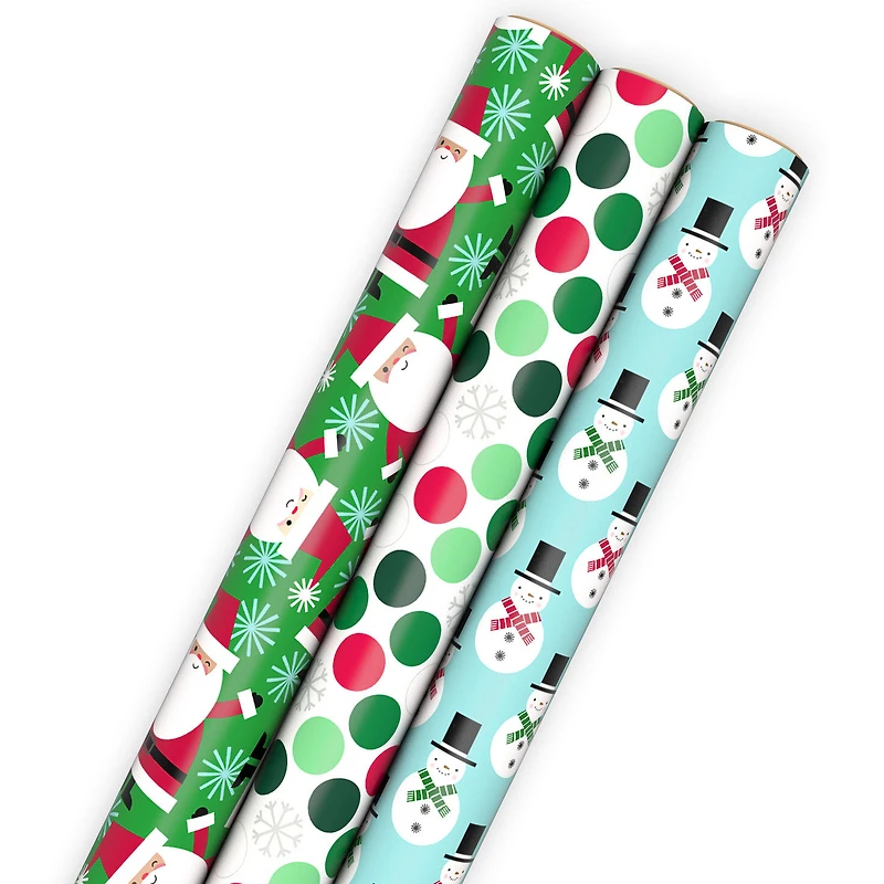 Bright and Graphic 3-Pack Reversible Christmas Wrapping Paper, 120 sq. ft. for only USD 16.99 | Hallmark