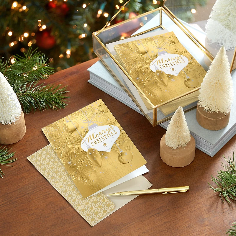 Elegant Gold Foil Ornaments Boxed Christmas Cards, Pack of 16 for only USD 20.49 | Hallmark
