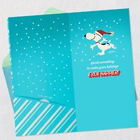 Peanuts® Dancing Snoopy on Blue Money Holder Christmas Card for only USD 2.99 | Hallmark