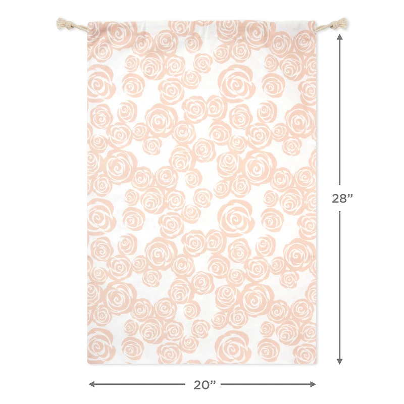 28" Pink Roses on Ivory Wedding Canvas Gift Sack With Gift Tag for only USD 14.99 | Hallmark