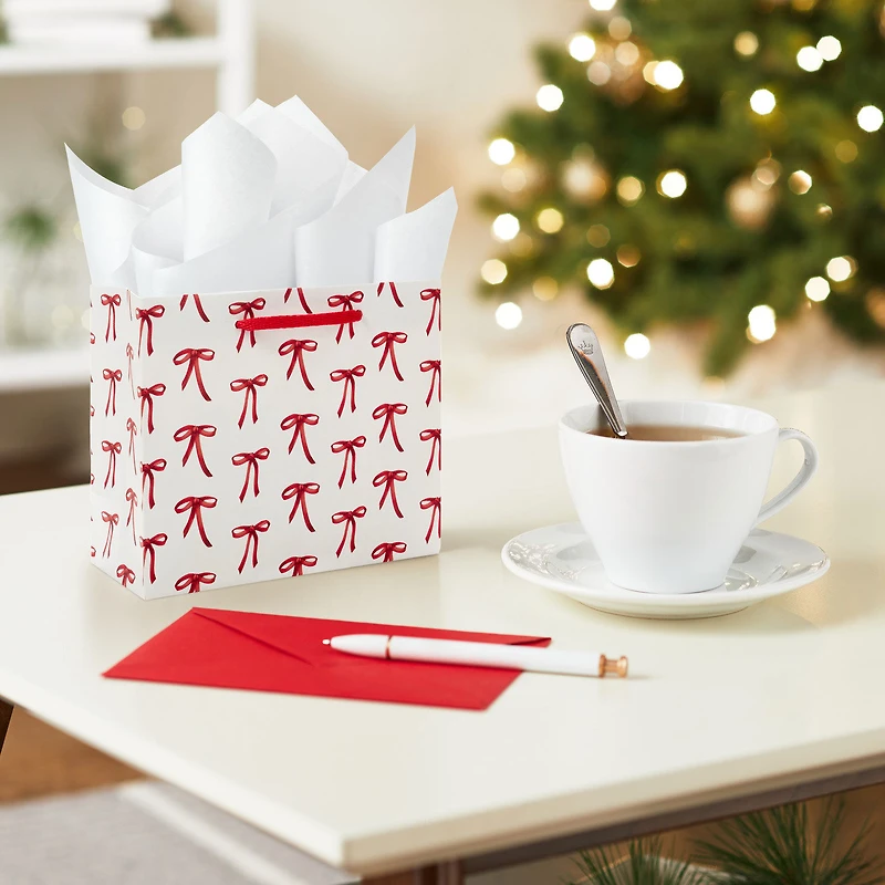 5.5" Red Bows on White Small Christmas Gift Bag for only USD 2.49 | Hallmark