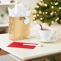 6.5" Birds and Branches Metallic Gold Small Holiday Gift Bag for only USD 3.49 | Hallmark