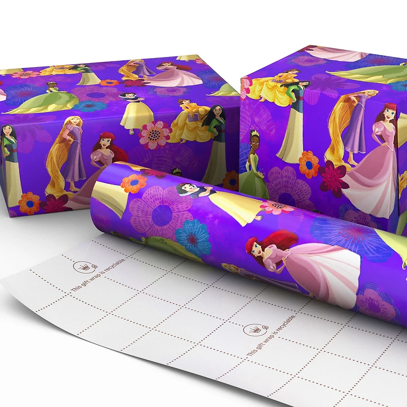Disney Princess Bold Purple Floral Wrapping Paper Roll, 17.5 sq. ft. for only USD 4.99 | Hallmark