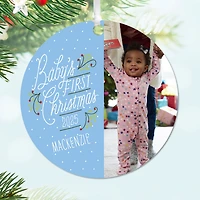 Baby's First Christmas Round Metal Personalized Ornament