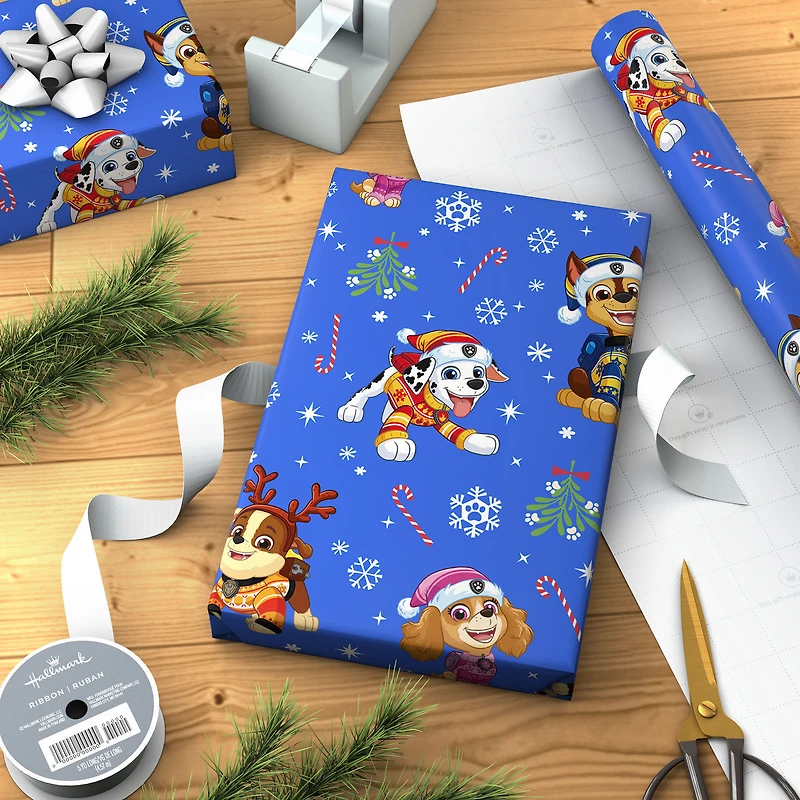 Paw Patrol™ Winter Fun on Blue Christmas Wrapping Paper Roll, 25 sq. ft. for only USD 4.99 | Hallmark