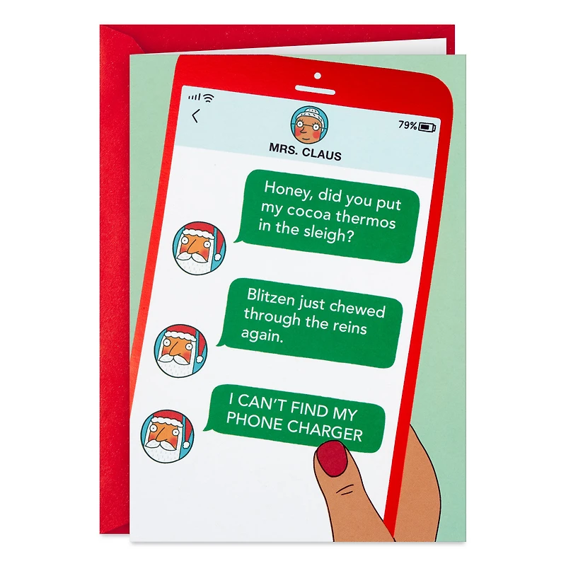 Texting Santa Funny Romantic Christmas Card for Her for only USD 3.99 | Hallmark