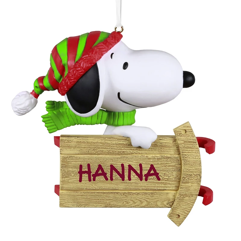 The Peanuts® Gang Sledding With Snoopy Personalized Ornament, Custom Text for only USD 31.99 | Hallmark