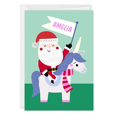 Santa and Unicorn Custom Christmas Card for Kid for only USD 4.99 | Hallmark