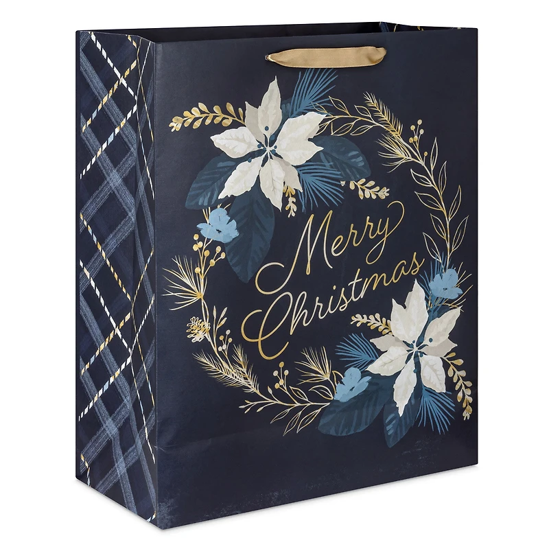 15.5" Merry Christmas Wreath on Navy Extra-Large Gift Bag for only USD 5.49 | Hallmark