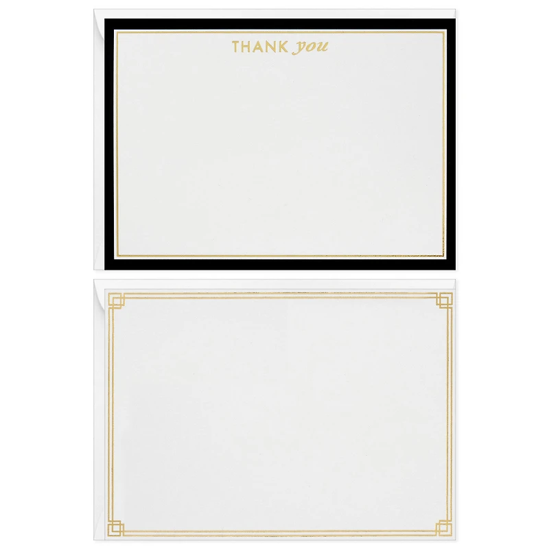 Black and Gold Blank Flat Note Cards in Caddy, Pack of 40 for only USD 14.99 | Hallmark