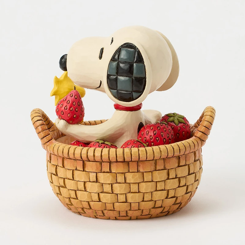 Jim Shore Peanuts Snoopy in Strawberry Basket Figurine, 4.9" H for only USD 64.99 | Hallmark