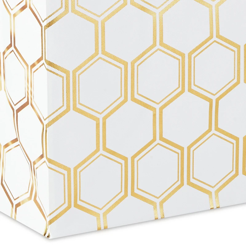 13" Gold Foil Hexagons on White Large Gift Bag for only USD 4.99 | Hallmark