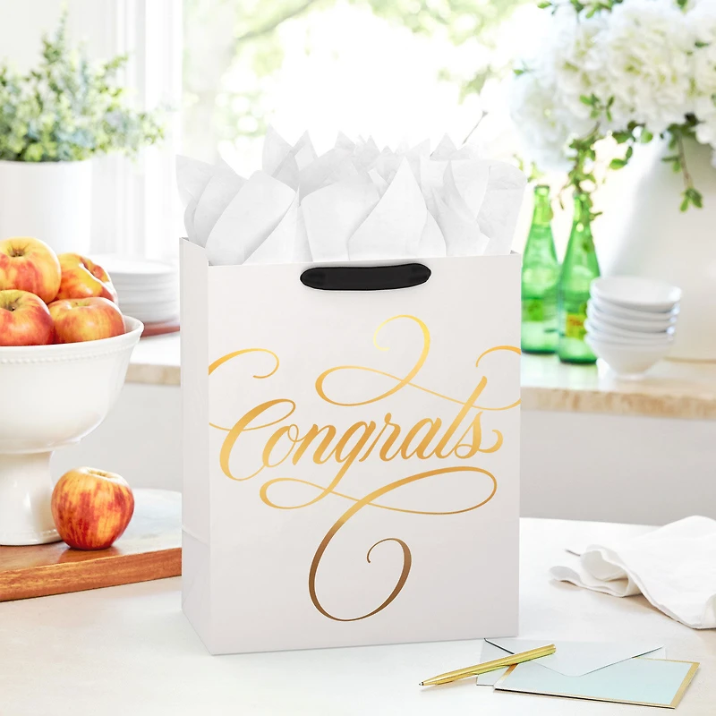 13" Congrats Calligraphy on Cream Large Gift Bag for only USD 5.49 | Hallmark