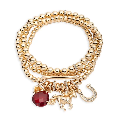 Kentucky Roses Gold Metal Beaded Bracelets With Charms, Set of 3 for only USD 28.00 | Hallmark