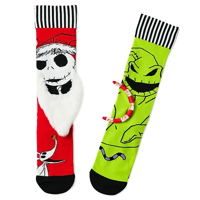 Disney Tim Burton's The Nightmare Before Christmas Jack Skellington and Oogie Boogie Mismatched Novelty Crew Socks for only USD 22.99 | Hallmark