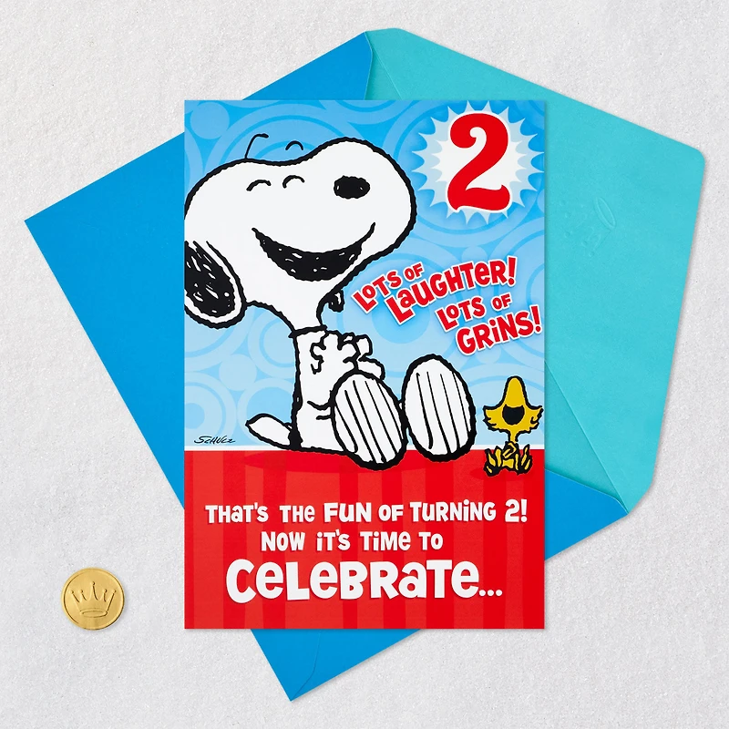 Peanuts® Snoopy and Woodstock Pop-Up Hug 2nd Birthday Card for only USD 5.59 | Hallmark
