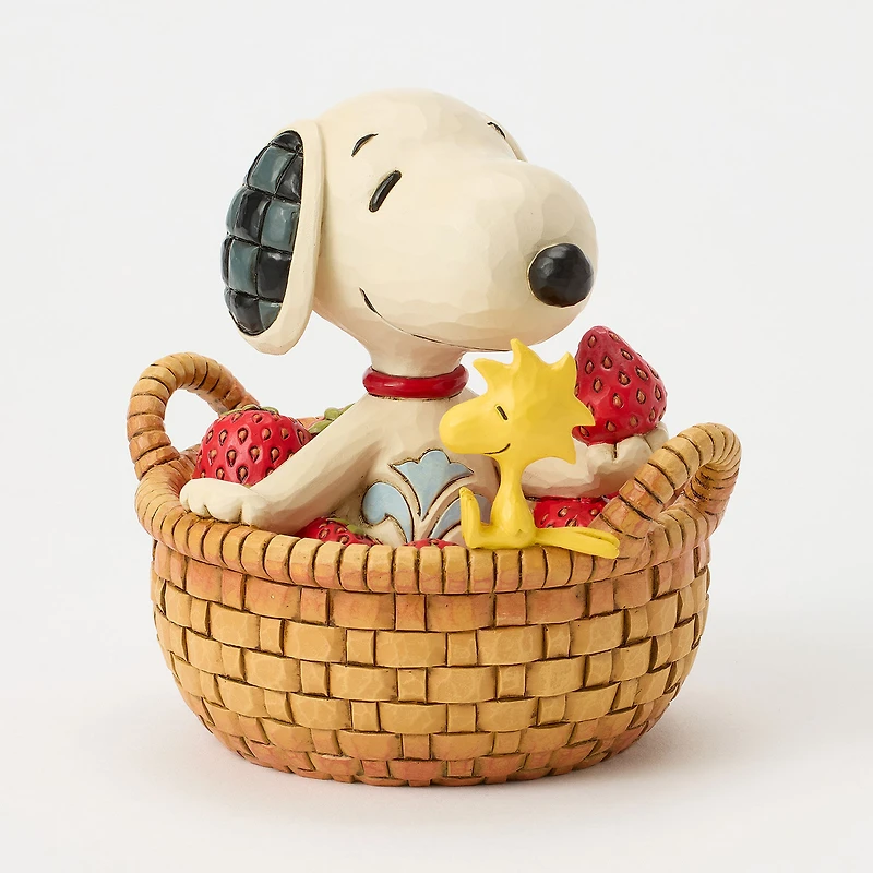 Jim Shore Peanuts Snoopy in Strawberry Basket Figurine, 4.9" H for only USD 64.99 | Hallmark