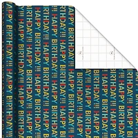All-Caps Happy Birthday on Navy Wrapping Paper Roll, 20 sq. ft. for only USD 4.99 | Hallmark