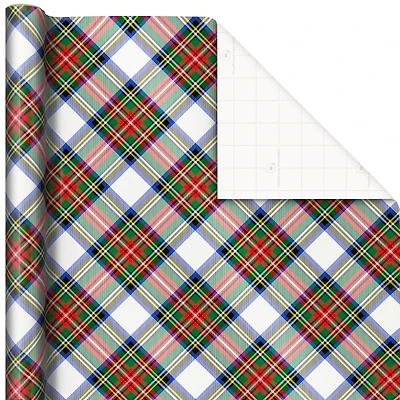 Multicolor Plaid on White Christmas Wrapping Paper, 90 sq. ft. for only USD 9.99 | Hallmark