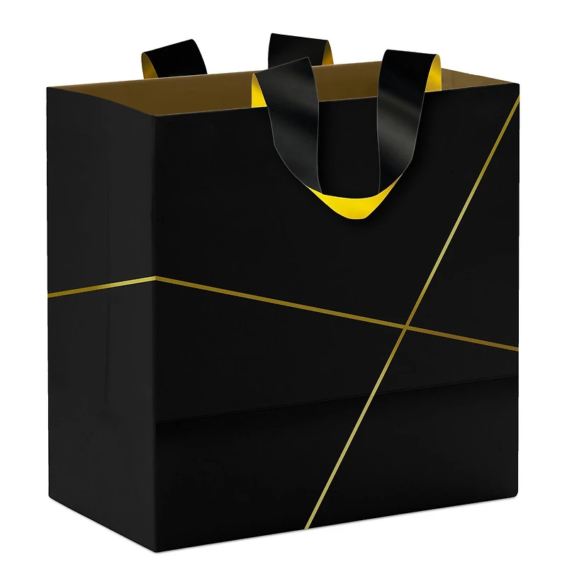 5.5" Gold Lines on Black Small Square Gift Bag for only USD 5.49 | Hallmark