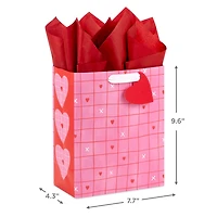 9.6" Red Grid on Pink Medium Valentine's Day Gift Bag With Tissue Paper for only USD 6.49 | Hallmark