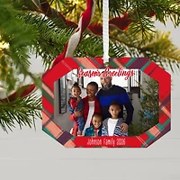 Red Plaid Metal Personalized Ornament, Custom Photo and Text for only USD 17.99 | Hallmark