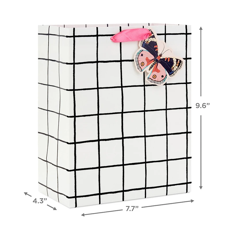 9.6" Black and White Windowpane Medium Gift Bag for only USD 3.99 | Hallmark