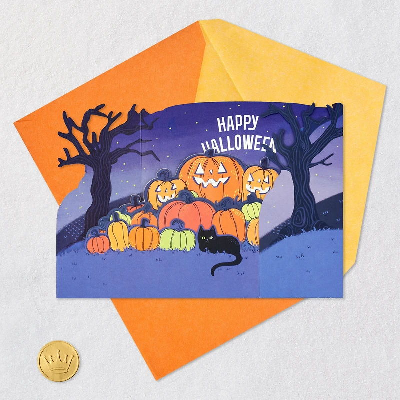 Glowing Pumpkin Patch Musical 3D Pop-Up Halloween Card With Light for only USD 9.99 | Hallmark