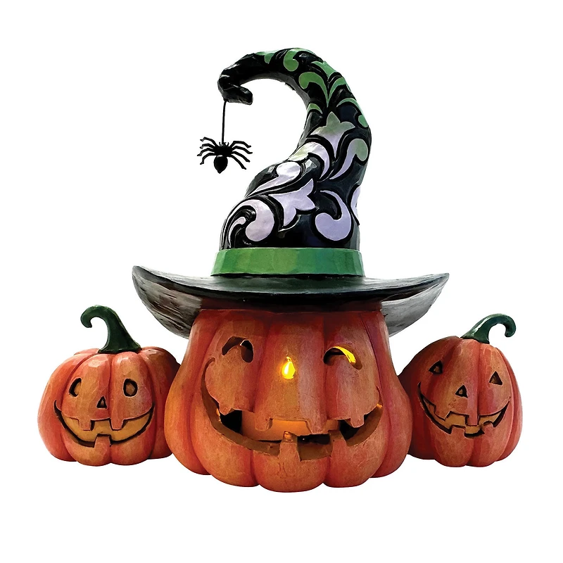 Jim Shore Three Halloween Jack-o'-Lanterns Figurine With Light, 6.1" H for only USD 46.99 | Hallmark