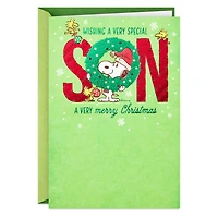 Peanuts® Snoopy and Woodstock in Wreath Christmas Card for Son for only USD 5.99 | Hallmark