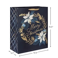 15.5" Merry Christmas Wreath on Navy Extra-Large Gift Bag for only USD 5.49 | Hallmark
