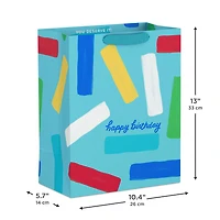 13" Happy Birthday and Confetti Stripes on Blue Large Gift Bag for only USD 4.99 | Hallmark