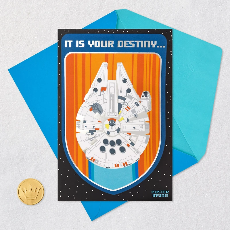 Star Wars™ Millennium Falcon™ Galactically Great Birthday Card With Fold-Out Poster for only USD 6.99 | Hallmark
