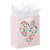 6.5" Heart-Shaped Flowers on Pink Small Valentine's Day Gift Bag With Tissue Paper for only USD 4.99 | Hallmark