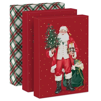 Santa and Plaid 3-Pack Large Christmas Gift Boxes for only USD 5.49 | Hallmark