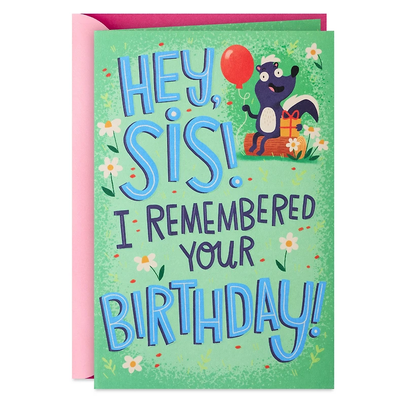 Hey Sis, I Remembered Funny Birthday Card With Sticker for Her for only USD 5.99 | Hallmark