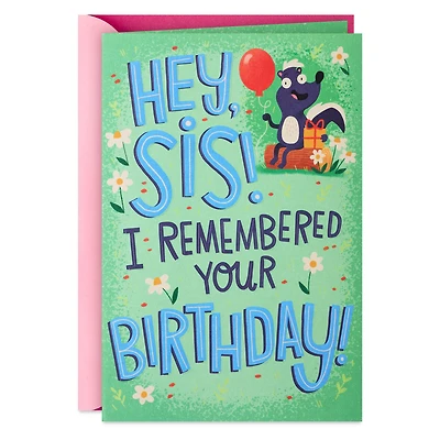 Hey Sis, I Remembered Funny Birthday Card With Sticker for Her for only USD 5.99 | Hallmark