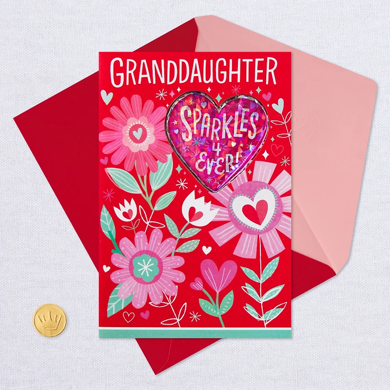 Sparkles Forever Granddaughter Valentine's Day Card With Sticker for only USD 4.99 | Hallmark