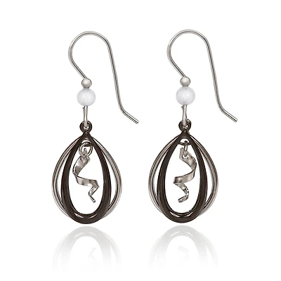 Silver Forest Black and Silver-Tone Metal Spiral Teardrop Earrings for only USD 19.00 | Hallmark