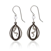 Silver Forest Black and Silver-Tone Metal Spiral Teardrop Earrings for only USD 19.00 | Hallmark