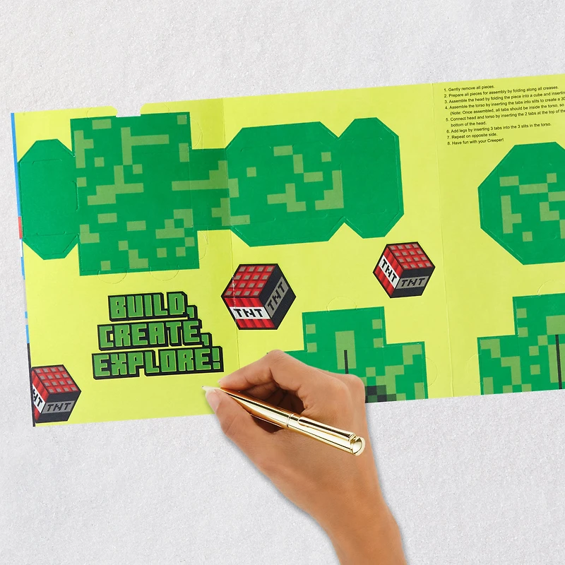 Minecraft Have a Blast Birthday Card for Kids With Build-Your-Own Creeper for only USD 5.59 | Hallmark