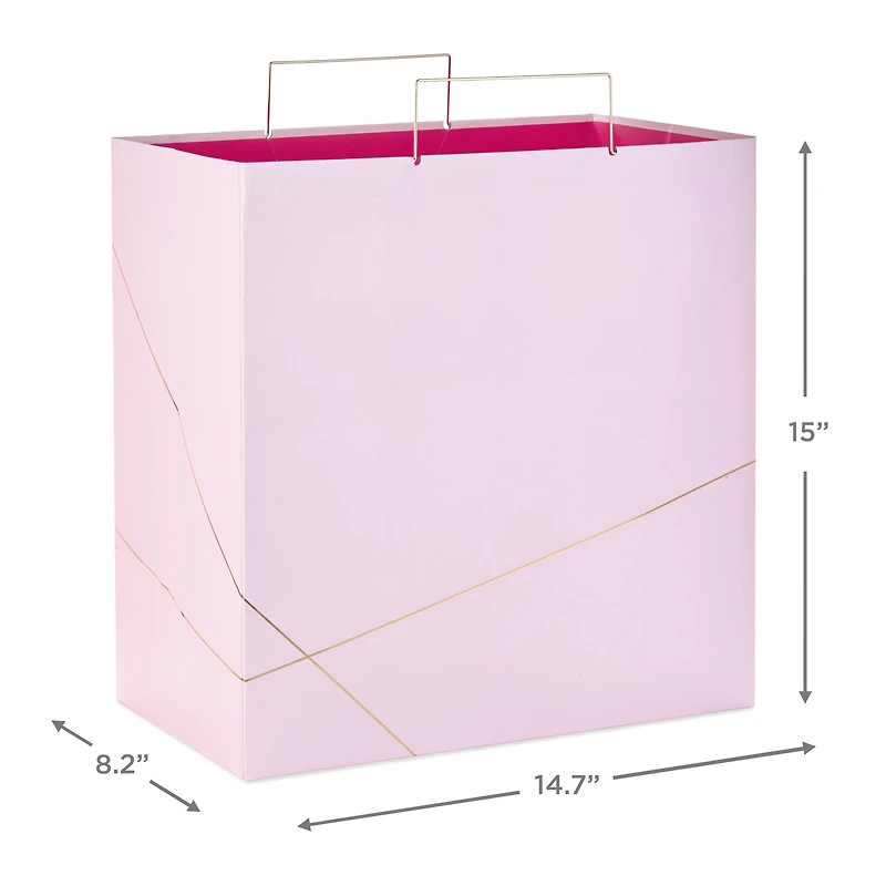 Light Pink With Gold Extra-Deep Square Gift Bag, 15" for only USD 7.99 | Hallmark